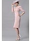 cheap Mother of the Bride Dresses-Sheath / Column Mother of the Bride Dress Vintage Plus Size Elegant Scoop Neck Knee Length Jersey 3/4 Length Sleeve with Beading Crystal Brooch 2023