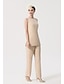 cheap Mother of the Bride Pantsuits-Jumpsuit / Pantsuit Mother of the Bride Dress Elegant Plus Size Bateau Neck Floor Length Chiffon Sleeveless with Sash / Ribbon Appliques 2024