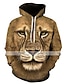 cheap Men&#039;s Pullover Hoodies-Men&#039;s Hoodie Hoodie Sweatshirt Golf Pullover Sweatshirt Black Yellow Camel Orange Hooded Optical Illusion Lion Modern Style Party Daily Holiday 3D Print Active Classic &amp; Timeless Fall Winter Clothing