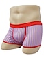cheap Men&#039;s Briefs Underwear-Men&#039;s Boxer Briefs Underwear Mesh Striped Nylon Mid Waist Super Sexy White Black Purple M L XL
