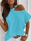 voordelige Dames T-shirts-Dames T-shirt Blouse Effen Sexy Dolman Mouwen Zwart Geel Rood Asymmetrisch Korte mouw Casual Dagelijks Feestdagen Vakantie Vintage Aanbiddelijk Ronde hals Schouderafhangend Ruim Passend Zomer