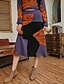 お買い得  ショーツ＆スカート-女性用 ベーシック スカート カジュアル／普段着 カラーブロック 編み ネイビーブルー S M L