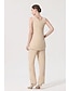 cheap Mother of the Bride Pantsuits-Jumpsuit / Pantsuit Mother of the Bride Dress Elegant Plus Size Bateau Neck Floor Length Chiffon Sleeveless with Sash / Ribbon Appliques 2024