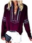 cheap Women&#039;s Blouses &amp; Shirts-Women&#039;s Shirt T shirt Tee Blouse Red Purple Green Geometric Long Sleeve Daily V Neck Regular Fit