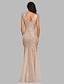 Χαμηλού Κόστους Φορέματα για Καλεσμένους σε Γάμο-Τρομπέτα / Γοργόνα Βραδινά φορέματα Λάμψη Φόρεμα Επισκέπτης γάμου Φόρεμα πάρτι Μακρύ Αμάνικο Λαιμόκοψη V Με πούλιες με Πούλιες 2024