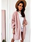 cheap Cardigans-Women&#039;s Cardigan Plain Solid Color Hollow Out Knitted Acrylic Fibers Basic Long Sleeve Sweater Cardigans Fall Winter V Neck Blushing Pink Gray Beige