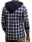 cheap Men&#039;s  Overshirts-Men&#039;s Shirt non-printing Plaid Hooded Daily Long Sleeve Tops Navy Blue
