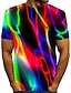 お買い得  幾何学-男性用 シャツ Tシャツ グラフィック 虹色 ラウンドネック カスタムプリント ブラック ルビーレッド ブルー パープル 3Dプリント プラスサイズ 日常 お出かけ 半袖 プリント 衣類 ストリートファッション 誇張された ベーシック
