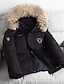 cheap Men&#039;s Downs &amp; Parkas-Men&#039;s Winter Coat Down Jacket Parka with Faux Fur 90% White duck down Sports &amp; Outdoor Thermal Warm Winter Solid Color Black Wine Beige Puffer Jacket