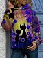 voordelige Dameshoodies &amp; sweatshirts-Dames Trui met capuchon Stoppen Bloemig Kat Tie Dye Dagelijks Katoen Basic Casual Hoodies Sweatshirts blauw Paars Geel