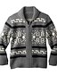 cheap Men&#039;s Cardigan Sweater-Men&#039;s Cardigan Knit Knitted Geometric V Neck Fall Winter Gray Khaki M L XL / Long Sleeve