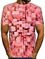 billige Geometrisk-Herre Skjorte T skjorte T-skjorter Grafisk Rom Crew-hals Svart Rød Blå Gull Grønn 3D-utskrift Store størrelser Daglig Helg Kortermet Trykt mønster Klær overdrevet Land Morsom