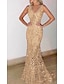 cheap Party Dresses-Women&#039;s Trumpet / Mermaid Dress Maxi long Dress - Sleeveless Solid Colored Glitter Deep V Elegant Hot Sexy Slim Gold Silver S M L XL XXL