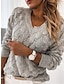 cheap Sweaters-Women&#039;s Pullover Jumper Sweater Hollow Out Knitted Solid Color Stylish Basic Casual Long Sleeve Loose Sweater Cardigans V Neck Fall Winter Blue Blushing Pink Black / Holiday / Going out