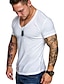 お買い得  メンズカジュアルTシャツ-男性用 Tシャツ ティートップ 平織り Ｖネック 夏 半袖 衣類 筋 エッセンシャル