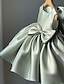 cheap Flower Girl Dresses-A-Line Knee Length Flower Girl Dress Wedding Party Girls Cute Prom Dress Satin with Bow(s) Elegant Fit 3-16 Years