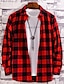 cheap Men&#039;s Button Up Shirts-Men&#039;s Shirt Button Up Shirt Plaid Shirt Casual Shirt Summer Shirt Tartan Collar Wine Red Black White Red Blue Street Daily Long Sleeve Clothing Apparel Basic Formal Casual