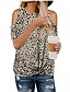 cheap Tees &amp; T Shirts-women cold shoulder leopard zebra print tops summer casual twist shirts (camouflage, s)