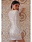 cheap Mini Dresses-Women&#039;s Sheath Dress Short Mini Dress Silver Long Sleeve Solid Color Sequins Fall V Neck Elegant Party Slim 2022 S M L XL