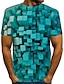 billige Geometrisk-Herre Skjorte T skjorte T-skjorter Grafisk Rom Crew-hals Svart Rød Blå Gull Grønn 3D-utskrift Store størrelser Daglig Helg Kortermet Trykt mønster Klær overdrevet Land Morsom