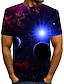 cheap Men&#039;s 3D Tee-Starry Night Mens Graphic Shirt Tee 3D Round Neck Green Blue Red Print Plus Size Daily Holiday Short Sleeve Clothing Apparel Exaggerated Elegant Space Casual Cotton