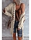 cheap Cardigans-Women&#039;s Cardigan Sweater Jumper Cable Crochet Knit Hollow Out Knitted Hooded Color Block Daily Holiday Basic Stylish Winter Fall Black Blue S M L / Long Sleeve / Loose Fit / Casual / Loose Fit