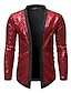 cheap Men&#039;s Outerwear-men&#039;s all over sequin jacket long sleeve varsity bling bling bomber metallic nightclub styles cardigan (purple l)