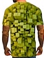 billige Geometrisk-Herre Skjorte T-shirt T-Shirts Grafisk Plads Rund hals Sort Rød Blå Guld Grøn 3D-udskrivning Plusstørrelser Daglig Weekend Kortærmet Trykt mønster Tøj overdrevet Land Sjov