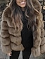 cheap Furs &amp; Leathers-Women&#039;s Faux Fur Coat Fall Winter Party Street Daily Regular Coat Windproof Warm Regular Fit Party Casual Jacket Long Sleeve Oversized Solid Color Sapphire Black Wine