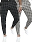 cheap Men&#039;s Pants &amp; Shorts-Men&#039;s Streetwear Chinos Full Length Pants Casual Going out Plaid Mid Waist Sports Slim Black Gray S M L XL
