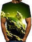 Χαμηλού Κόστους ανδρικό μπλουζάκι 3d-Ανδρικά Πουκάμισο Μπλουζάκι Αστεία μπλουζάκια Γραφική 3D Στρογγυλή Λαιμόκοψη Κίτρινο Ανθισμένο Ροζ Θαλασσί Βυσσινί Πράσινο του τριφυλλιού 3D εκτύπωση Μεγάλα Μεγέθη Καθημερινά Αργίες Κοντομάνικο Στάμπα