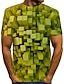 billige Geometrisk-Herre Skjorte T-shirt T-Shirts Grafisk Plads Rund hals Sort Rød Blå Guld Grøn 3D-udskrivning Plusstørrelser Daglig Weekend Kortærmet Trykt mønster Tøj overdrevet Land Sjov