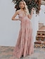 cheap Romantic Lace Dresses-Women&#039;s Party Dress Lace Dress Swing Dress Long Dress Maxi Dress Pink Royal Blue White Backless Sleeveless Pure Color Lace Spring Summer V Neck Party S M L XL