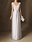 Χαμηλού Κόστους Βραδινά Φορέματα-Ίσια Γραμμή Βραδινά φορέματα Κομψό Φόρεμα Επισκέπτης γάμου Επίσημο Βραδινό Μακρύ Αμάνικο Λαιμόκοψη V Σιφόν με Χάντρες 2024