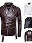 cheap Men&#039;s Jackets &amp; Coats-Men&#039;s Faux Leather Jacket Biker Jacket Motorcycle Jacket Party Work Thermal Warm Rain Waterproof Fall Color Block Solid Colored Streetwear Punk &amp; Gothic Notch lapel collar Regular Regular Fit Black