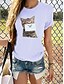 cheap Women&#039;s T-shirts-Women&#039;s Casual Daily Butterfly Theme 3D Cat T shirt Tee Cat Graphic Butterfly Short Sleeve Print Round Neck Basic Tops Loose 100% Cotton Cat White Purple S