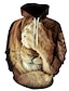 billiga Tröjor för herr-Herr Huvtröja Tröja med tröja Lätt huvtröja 1# 2# 3 4 5 Huva Grafisk Lejon Fula djur Dagligen Helgen 3D-tryck söt stil Ledigt Kläder Pull Tröjor Långärmad