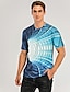 お買い得  幾何学-男性用 Tシャツ 3D印刷 ラウンドネック イエロー ルビーレッド ブルー パープル グリーン 3Dプリント 日常 半袖 プリント 衣類 誇張された デザイナー ベーシック