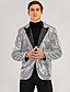 cheap Men&#039;s Trench Coat-Men&#039;s Blazer Party Club Basic Punk &amp; Gothic Solid Colored Regular Fit Polyester Men&#039;s Suit Blue / Purple / Silver - V Neck / Sequins / Winter / Long Sleeve