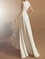 お買い得  ウェディングドレス-ホールシンプルなウェディングドレス A ライン V ネックノースリーブ床の長さのサテンのブライダルガウンとスプリットフロント 2024