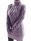 cheap Casual Dresses-Women&#039;s Sweater Jumper Dress Knee Length Dress Purple Gray Khaki White Black Long Sleeve Solid Color Patchwork Jacquard Fall Winter Turtleneck Casual Slim 2021 S M L XL