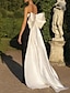 Χαμηλού Κόστους Βραδινά Φορέματα-Ίσια Γραμμή Βραδινά φορέματα Σέξι Φόρεμα Επισκέπτης γάμου Επίσημο Βραδινό Ουρά Αμάνικο Στράπλες Σατέν με Φόρεμα 2024