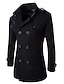 billige Trenchcoat til mænd-mænds vinterfrakke peacoat dobbeltradet business afslappet almindelig slim fit varm ensfarvet efterårs langærmet tyk klassisk trenchcoat kontor dagligt arbejde