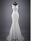 cheap Wedding Dresses-Reception Wedding Dresses Mermaid / Trumpet Jewel Neck Sleeveless Court Train Lace Bridal Gowns With Appliques 2023