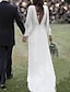 Недорогие Свадебные платья-Простые свадебные платья с открытой спиной в зале, шифоновые свадебные платья с длинными рукавами и v-образным вырезом, со шлейфом и кистью, однотонные 2024