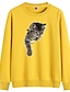 cheap Hoodies &amp; Sweatshirts-Women&#039;s Sweatshirt Pullover Basic White Yellow Pink Graphic Cat Casual Long Sleeve Round Neck