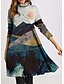 cheap Casual Dresses-Women&#039;s Shift Dress Knee Length Dress Gray Long Sleeve Print Animal Patchwork Print Fall Turtleneck Casual 2021 M L XL XXL 3XL