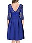 cheap Knee Length Dresses-Women&#039;s A Line Dress Knee Length Dress Green Blue White Black Wine Long Sleeve Solid Color Lace Patchwork Fall Winter Round Neck Elegant Sexy Party 2022 S M L XL XXL 3XL