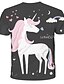 cheap Tees &amp; Shirts-Kids Boys&#039; T shirt Tee Short Sleeve Unicorn Graphic Color Block 3D Animal Print Dark Gray Children Tops Summer Active