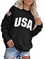 cheap Hoodies &amp; Sweatshirts-sweatshirts for women, casual loose long sleeve usa flag print pullover-black-l